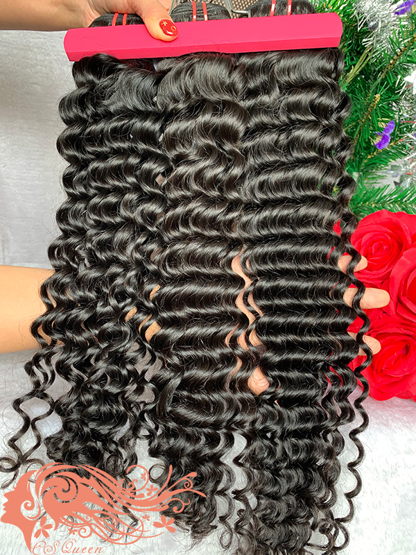 Csqueen Mink hair Deep Wave 18 Bundles Natural Black Color 100% Human Hair - Click Image to Close